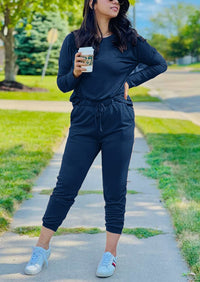 Black Two Pieces Oversized Fall Tracksuit