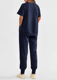 Casual Short Sleeve Tops High Waisted Sweatpants Two Piece Sets
