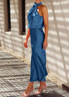 PRETTYGARDEN Women's Summer Satin Dress Elegant Sleeveless Mock Neck Cocktail Party Maxi Dresses