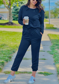 Black Two Pieces Oversized Fall Tracksuit