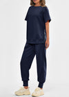 PRETTYGARDEN 2 Piece Outfit Tracksuits Casual Short Sleeve Tops High Waisted Sweatpants Set
