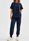 PRETTYGARDEN 2 Piece Outfit Tracksuits Casual Short Sleeve Tops High Waisted Sweatpants Set