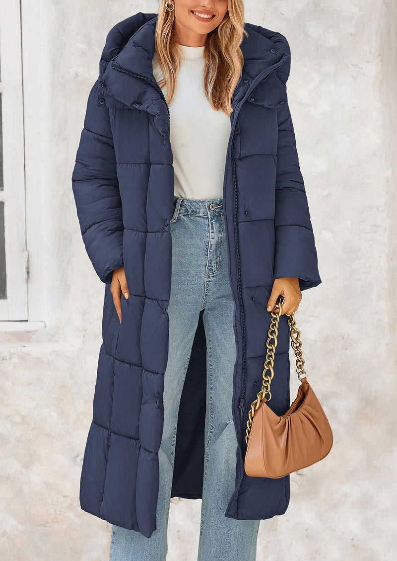PRETTYGARDEN Women's Winter Long Puffer Coats Hooded Zip Up Casual Thickened Down Jackets Trendy Warm Clothes Outerwear