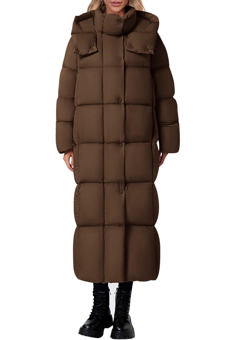 PRETTYGARDEN Women's Winter Long Puffer Coats Hooded Zip Up Casual Thickened Down Jackets Trendy Warm Clothes Outerwear