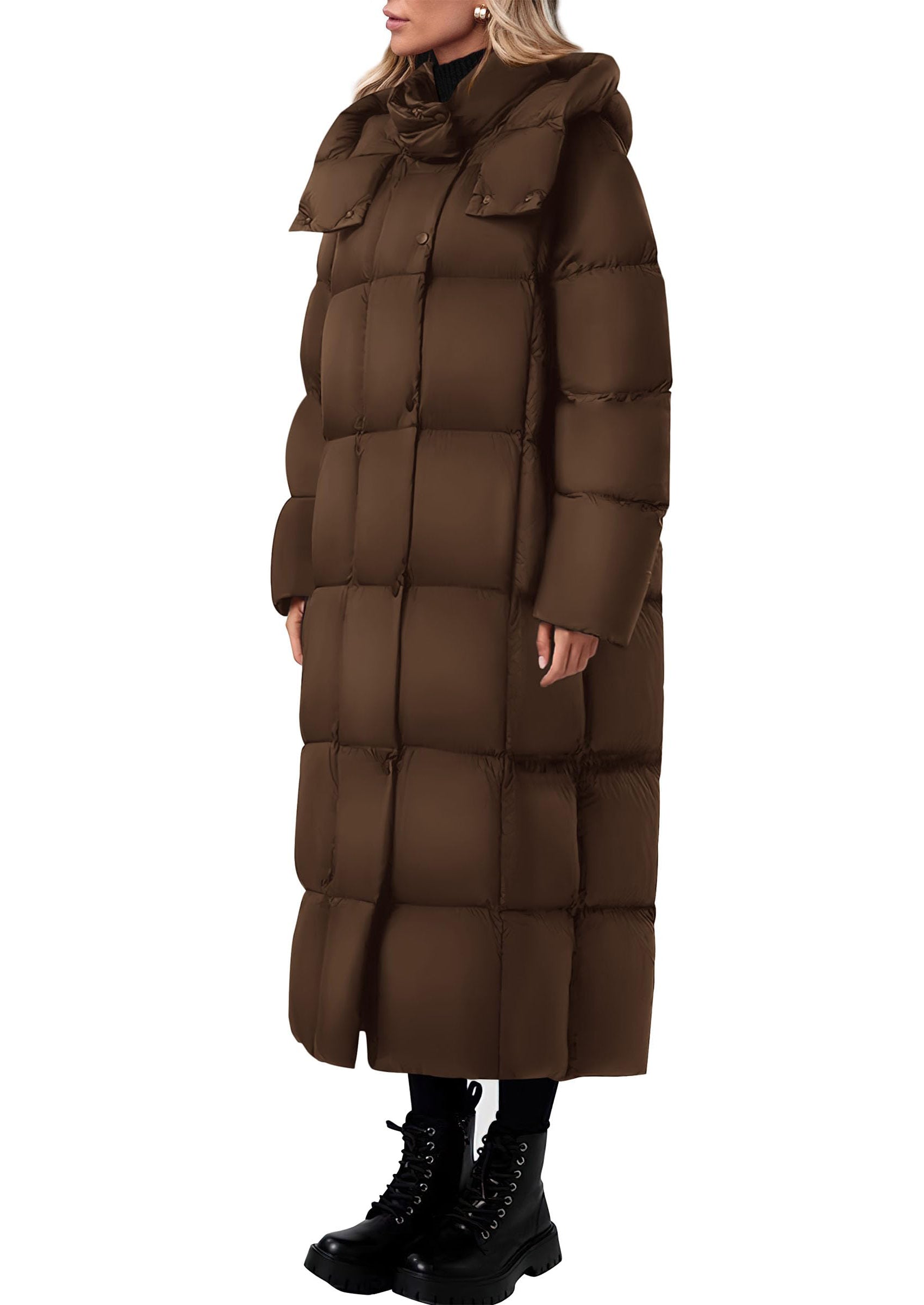 PRETTYGARDEN Women's Winter Long Puffer Coats Hooded Zip Up Casual Thickened Down Jackets Trendy Warm Clothes Outerwear