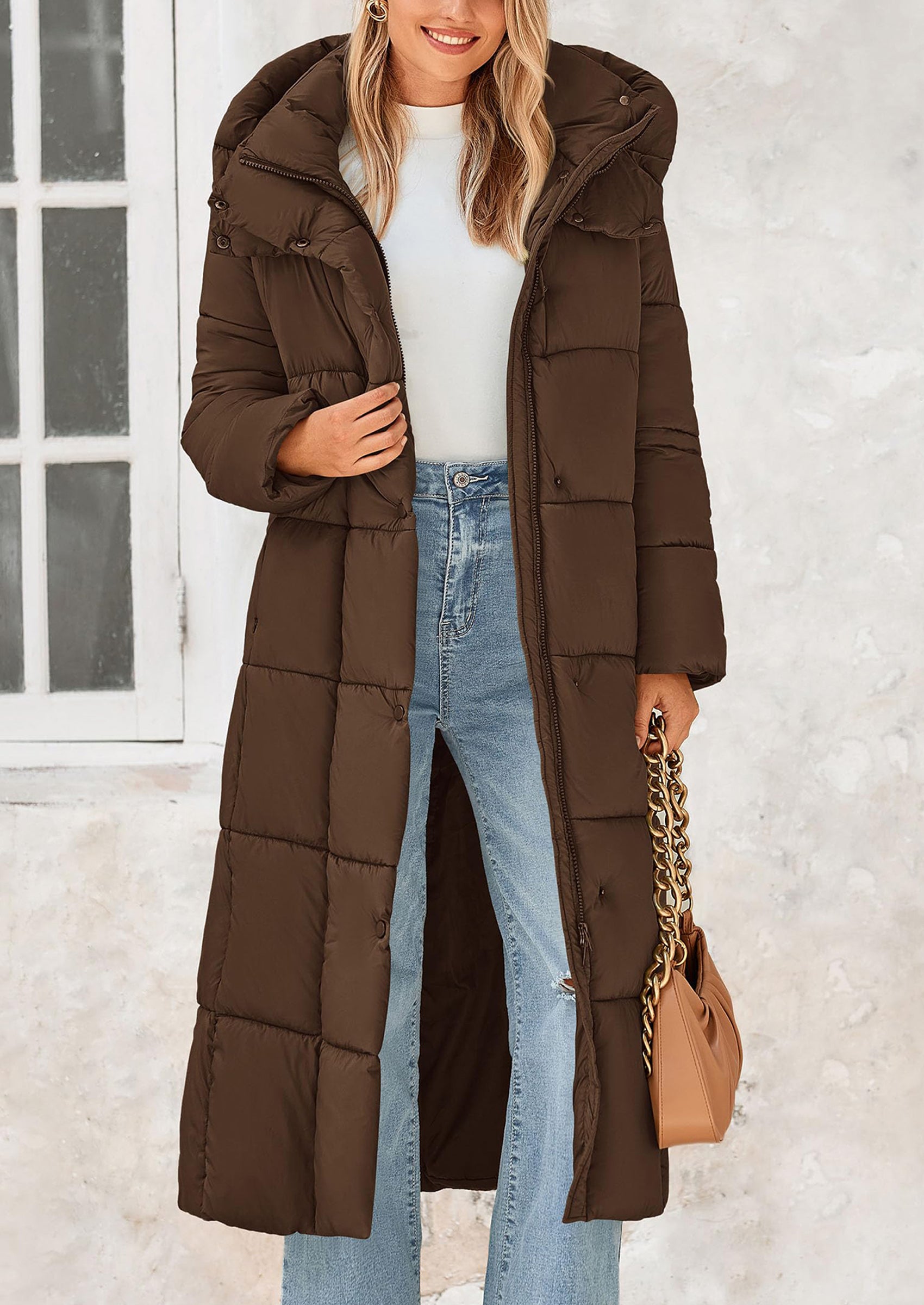 PRETTYGARDEN Women's Winter Long Puffer Coats Hooded Zip Up Casual Thickened Down Jackets Trendy Warm Clothes Outerwear