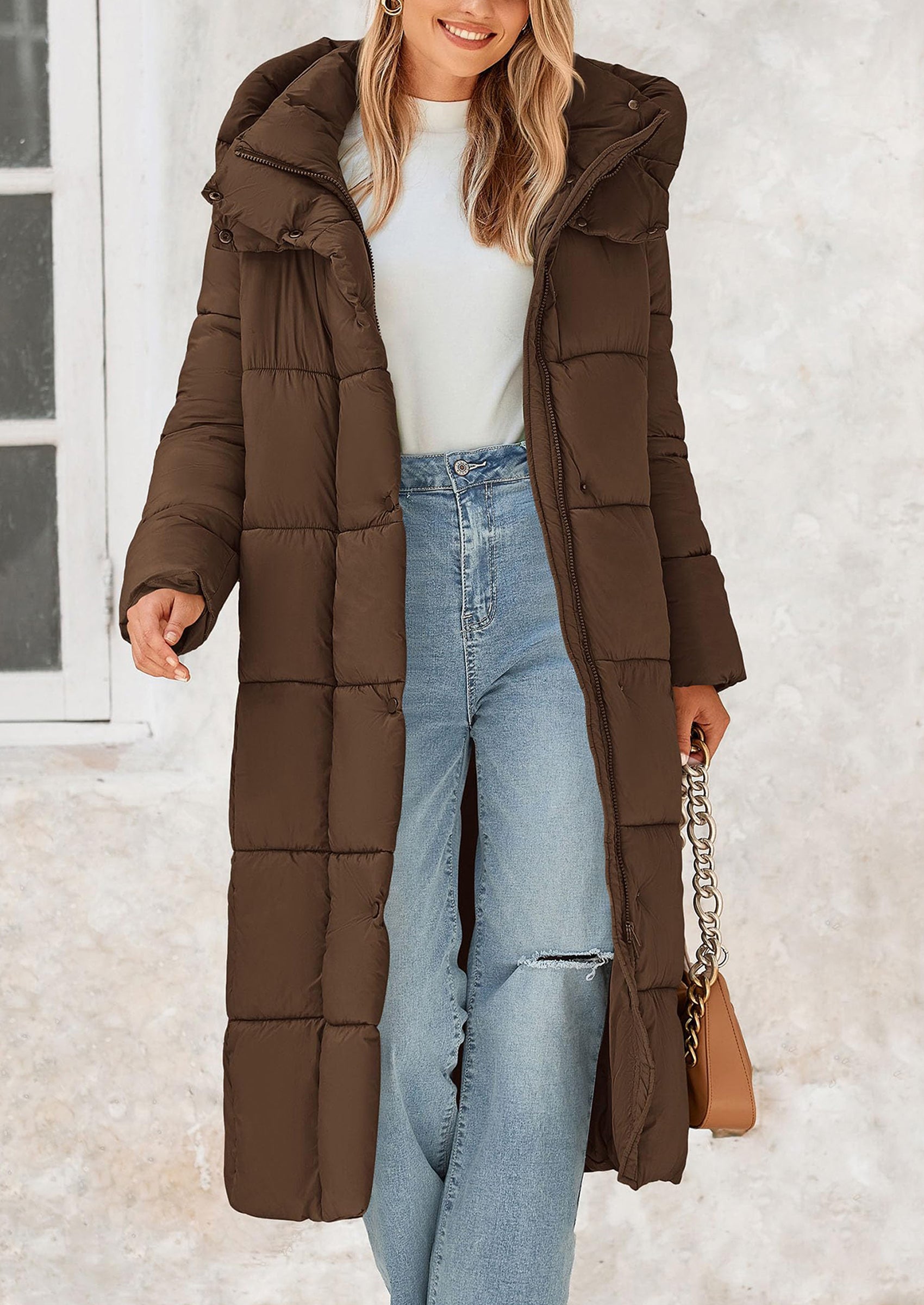 PRETTYGARDEN Women's Winter Long Puffer Coats Hooded Zip Up Casual Thickened Down Jackets Trendy Warm Clothes Outerwear