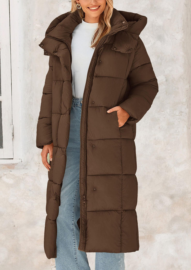 PRETTYGARDEN Women's Winter Long Puffer Coats Hooded Zip Up Casual Thickened Down Jackets Trendy Warm Clothes Outerwear