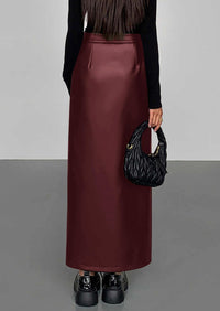 PRETTYGARDEN Womens Faux Leather Skirt Fall Bodycon High Waisted Slit Dressy Casual Winter Maxi Long Pencil Skirts