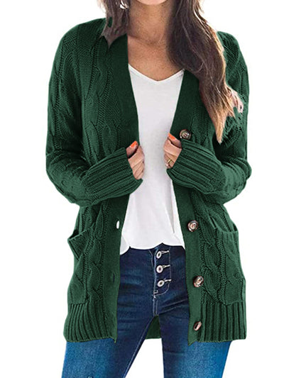 PRETTYGARDEN Women's Open Front Cardigan Sweaters Fall Fashion Button Down Cable Knit Chunky Winter Outerwear Coats