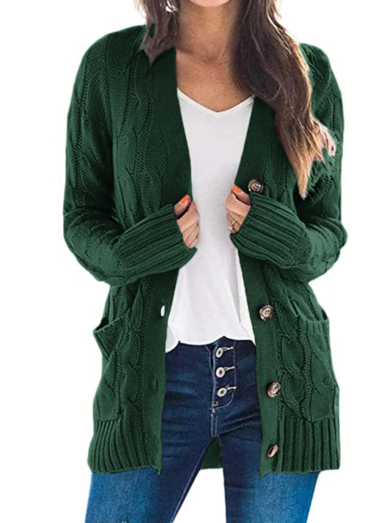 PRETTYGARDEN Women's Open Front Cardigan Sweaters Fall Fashion Button Down Cable Knit Chunky Winter Outerwear Coats
