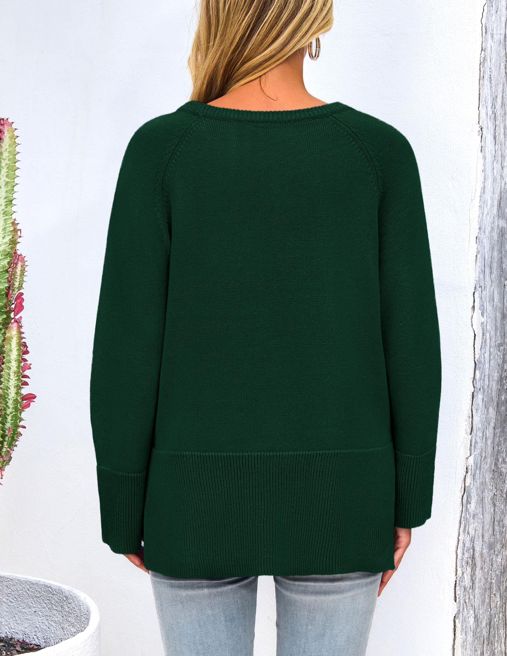 PRETTYGARDEN Women's Knit Fall Sweaters Long Sleeve Pullover Crewneck Split Hem Oversized Tunic Sweater Tops Winter Clothing