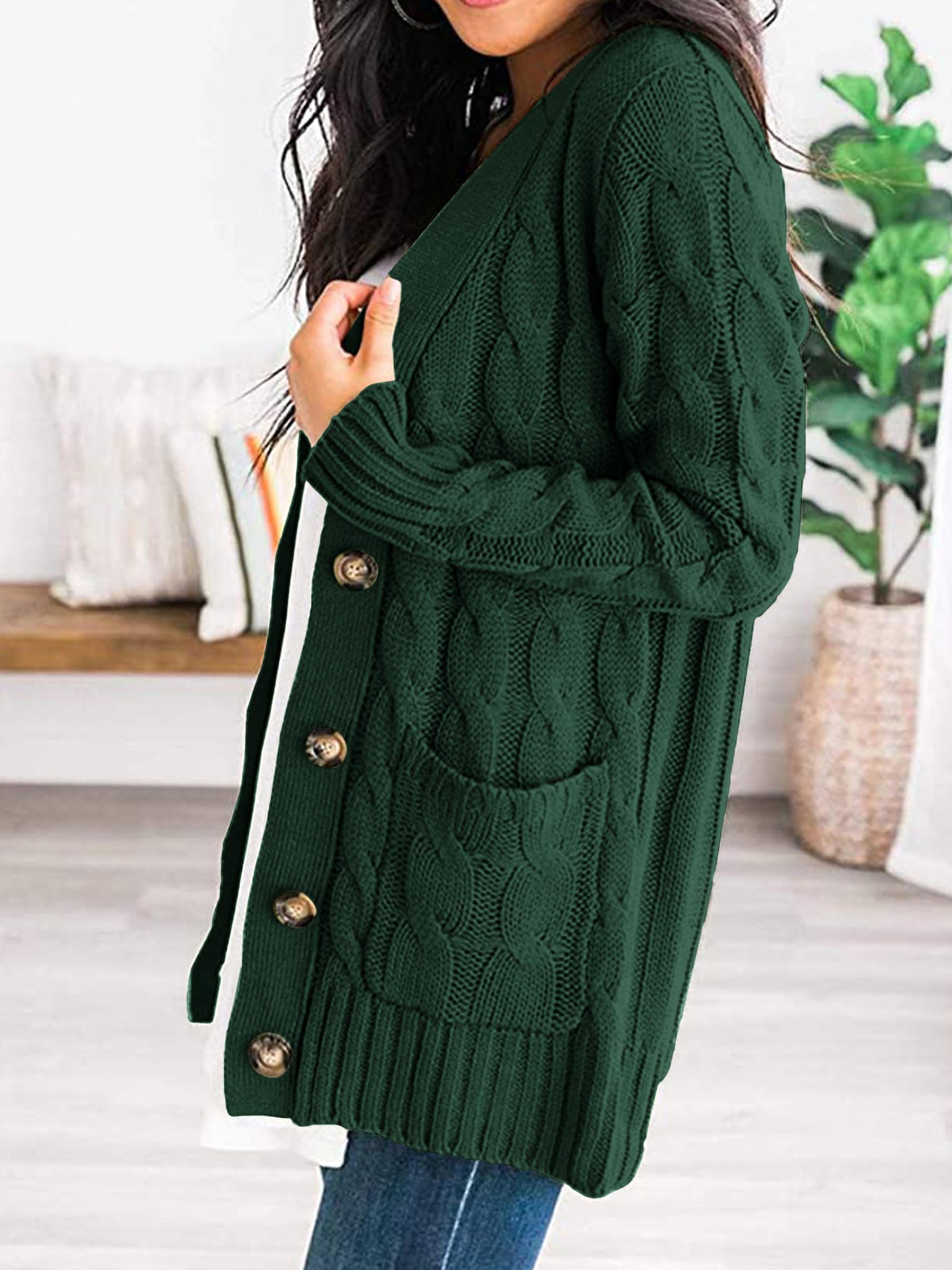 PRETTYGARDEN Women's Open Front Cardigan Sweaters Fall Fashion Button Down Cable Knit Chunky Winter Outerwear Coats