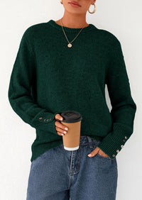 PRETTYGARDEN Womens Sweaters Fall Fashion Casual Crewneck Pullover Button Long Sleeve Cute Knit Tops Winter Clothes
