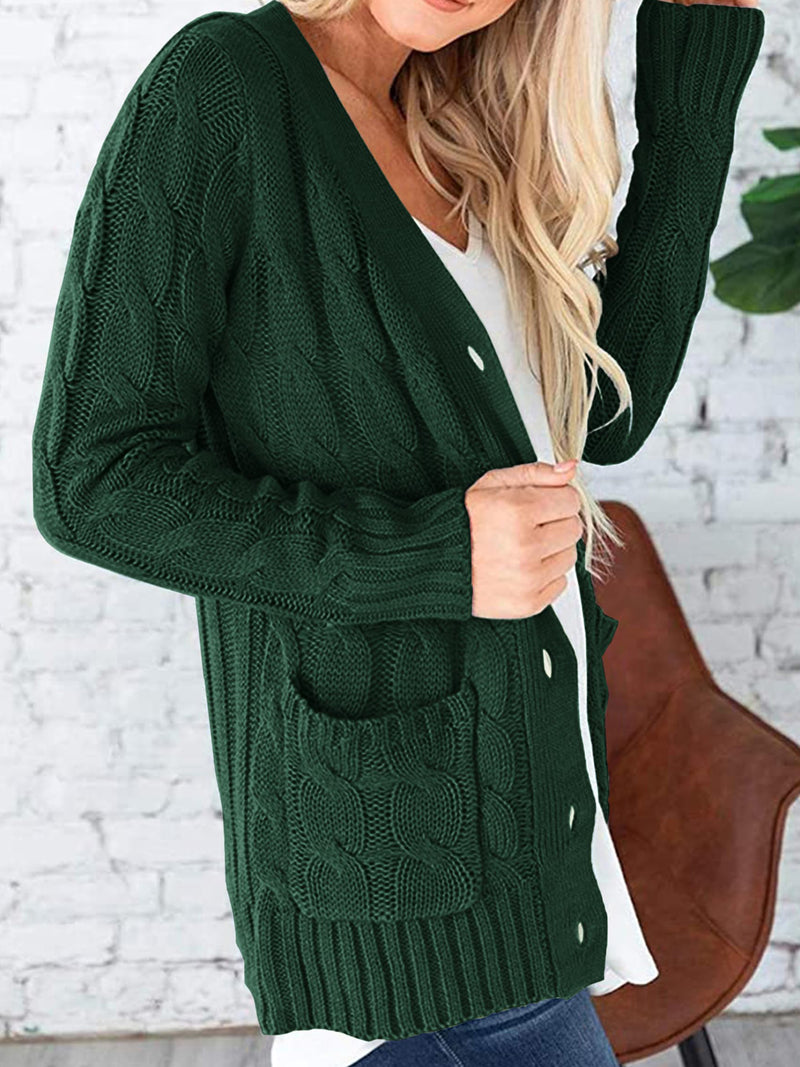 PRETTYGARDEN Women's Open Front Cardigan Sweaters Fall Fashion Button Down Cable Knit Chunky Winter Outerwear Coats