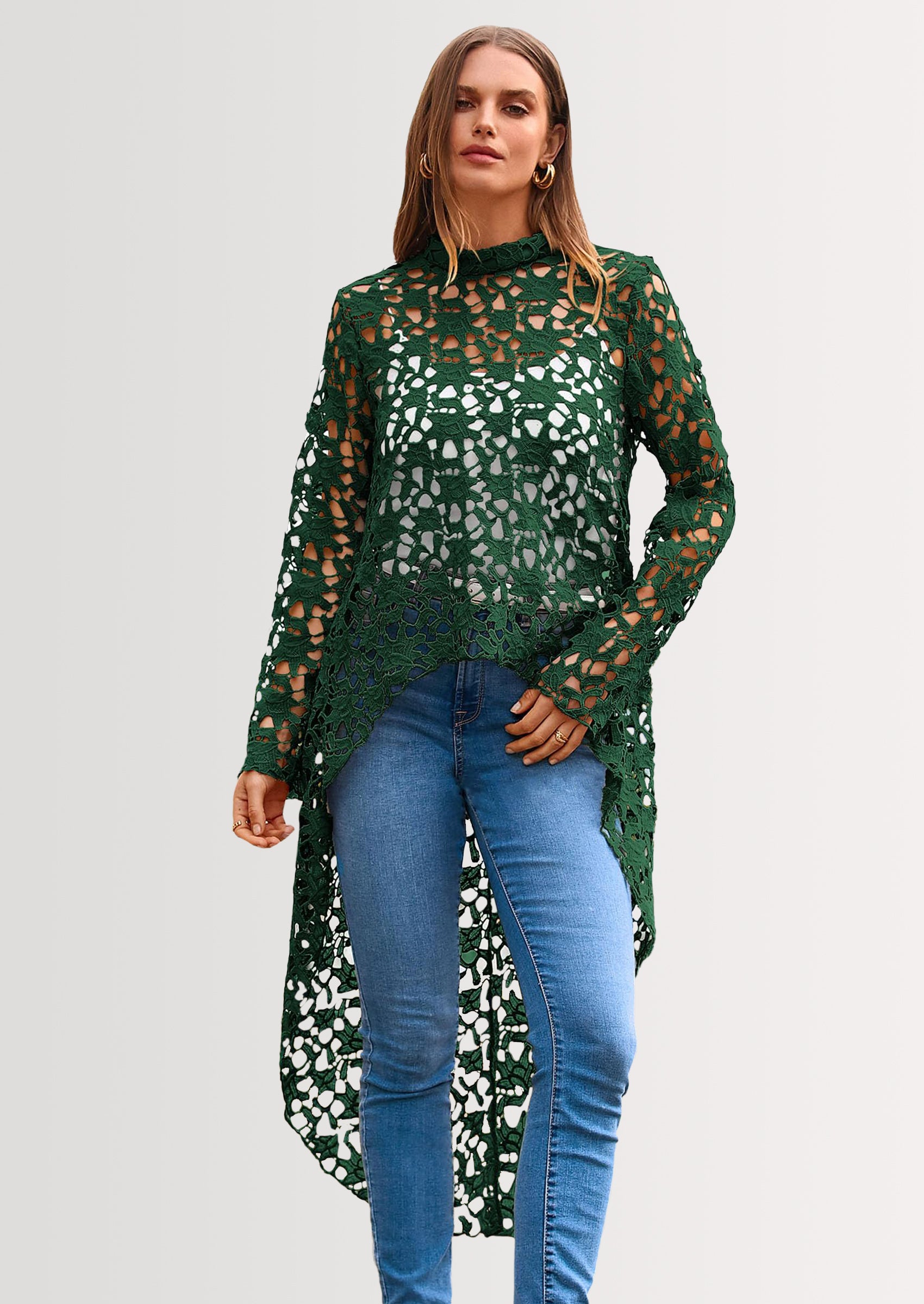 PRETTYGARDEN Women's Long Sleeve Round Neck High Low Asymmetrical Irregular Hem Casual Tops Blouse Shirt Dress