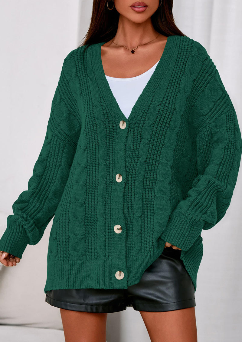 PRETTYGARDEN Women's Cable Knit Sweaters Fall Oversized Chunky Open Front Long Sleeve Cardigan Winter Coats