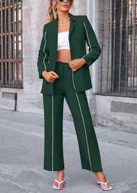 Business Casual Jacket Wide Leg Pants 2 Piece Blazer Sets
