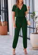 Deep V Neck Wrap Drawstring Waist Jumpsuits