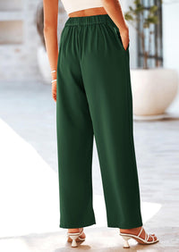 Casual Wide Leg High Elastic Waisted Long Work Pants