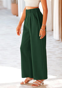 Casual Wide Leg High Elastic Waisted Long Work Pants