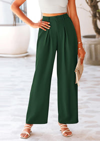 Casual Wide Leg High Elastic Waisted Long Work Pants