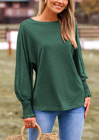 Puff Long Sleeve Crew neck Casual Basic T-shirts