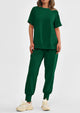 Casual Short Sleeve Tops High Waisted Sweatpants Two Piece Sets