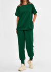 PRETTYGARDEN 2 Piece Outfit Tracksuits Casual Short Sleeve Tops High Waisted Sweatpants Set