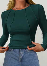 Long Sleeved Crop Exposed Casual T-Shirt