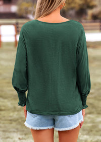Puff Long Sleeve Crew neck Casual Basic T-shirts