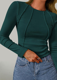 Long Sleeved Crop Exposed Casual T-Shirt