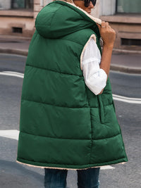 PRETTYGARDEN Womens Fall Reversible Vests Sleeveless Fleece Jacket Zip Up Hoodie Pockets Long Warm Winter Coat Outerwear