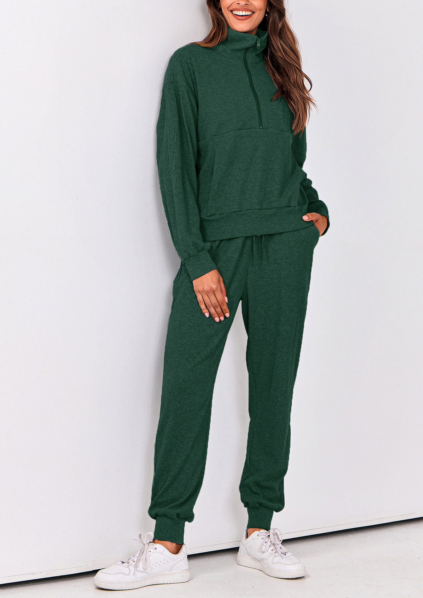 PRETTYGARDEN Women's Fall 2 Piece Lounge Sets Zip Up Sweatshirt Jogger Pants Sweat Track Suits Travel Outfit Winter Clothing