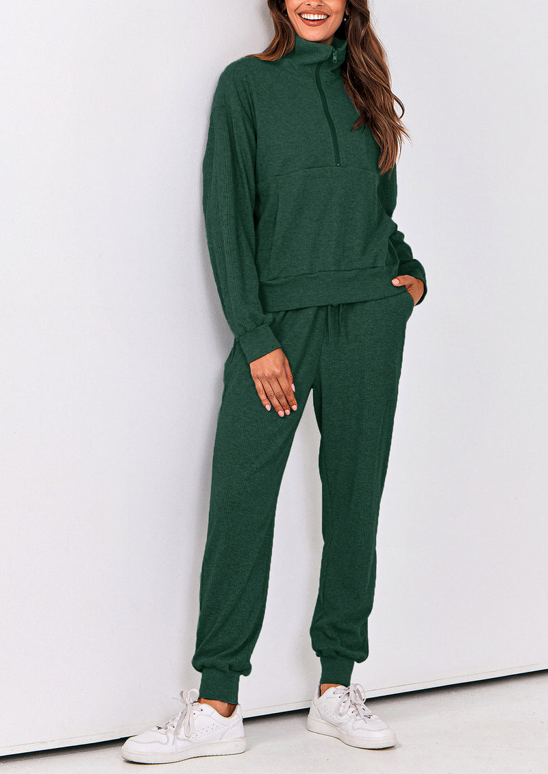 PRETTYGARDEN Women's Fall 2 Piece Lounge Sets Zip Up Sweatshirt Jogger Pants Sweat Track Suits Travel Outfit Winter Clothing