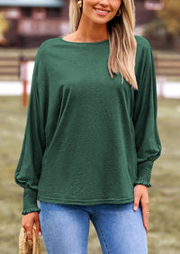 Puff Long Sleeve Crew neck Casual Basic T-shirts