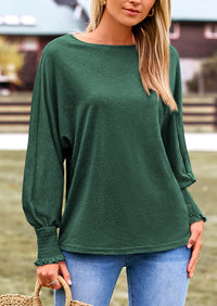 Puff Long Sleeve Crew neck Casual Basic T-shirts
