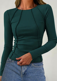 Long Sleeved Crop Exposed Casual T-Shirt