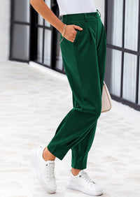 Summer High Waisted Ankle Length Trouser Slacks With Pockets