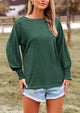 Puff Long Sleeve Crew neck Casual Basic T-shirts