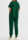 PRETTYGARDEN 2 Piece Outfit Tracksuits Casual Short Sleeve Tops High Waisted Sweatpants Set