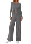PRETTYGARDEN Women's 2 Piece Fall Sets  Casual Long Sleeve Shirts Wide Leg Pants Lounge Travel Outfits Fashion Clothing