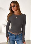 PRETTYGARDEN Womens Summer Fall Long Sleeve Shirts Ribbed Knit Fitted Basic Tee Going Out Tops Underscrub Casual Outfits