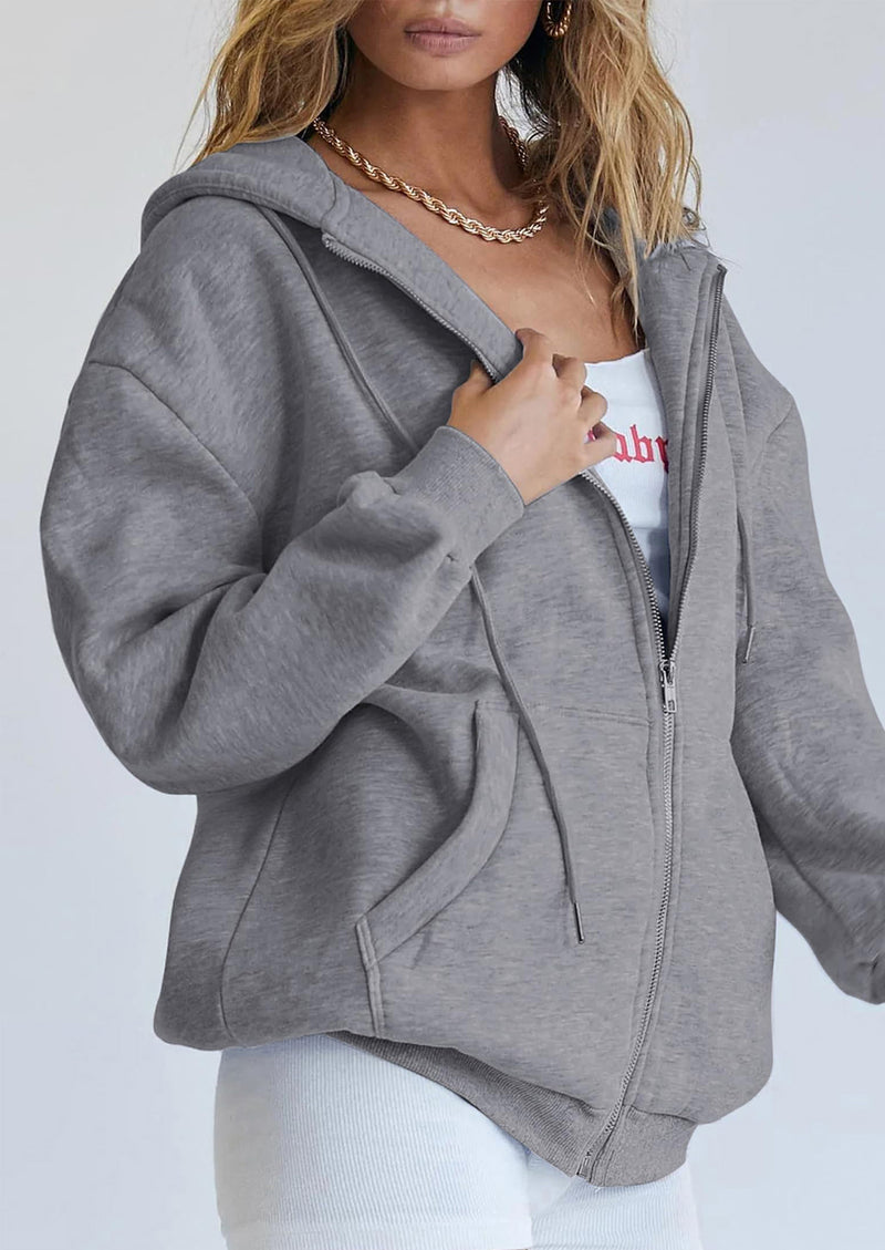 PRETTYGARDEN Women's Zip Up Y2K Hoodies Casual Long Sleeve Sweatshirts Fall Spring Track Jackets with Pockets