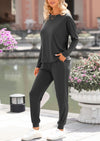 PRETTYGARDEN Lounge Outfit Long Sleeve Crewneck Pullover Tops High Waisted Pants Set Tracksuit