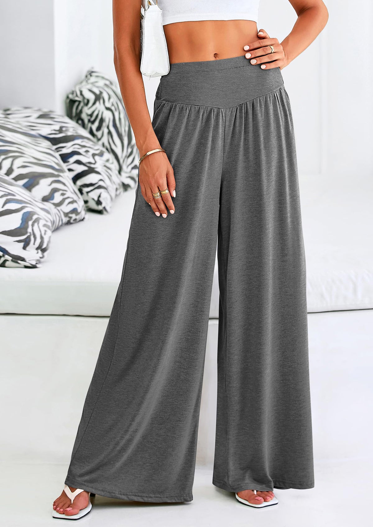High-Waisted Flowy Palazzo Pant With Pockets