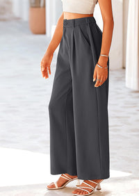 Casual Wide Leg High Elastic Waisted Long Work Pants