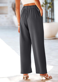 Casual Wide Leg High Elastic Waisted Long Work Pants
