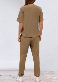 Two Piece Outfit Short Sleeve  Pullover Tops Tracksuits