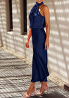 PRETTYGARDEN Women's Summer Satin Dress Elegant Sleeveless Mock Neck Cocktail Party Maxi Dresses